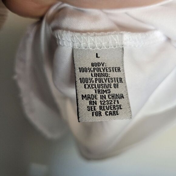 J for Justify White Midi Dress Swiss Dot Prairie Milkmaid Cottagecore Large Cute - Picture 10 of 10